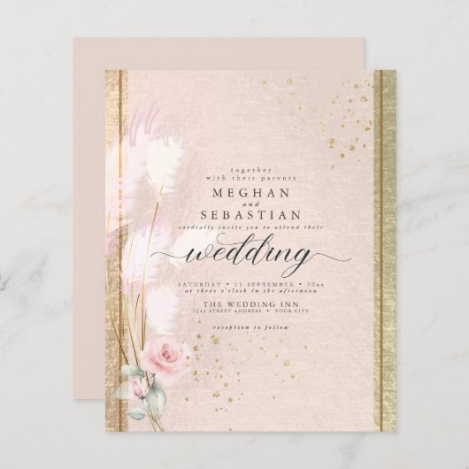 Begroting maar mooie luxe roze Pampas Grass (Voorkant / Achterkant)