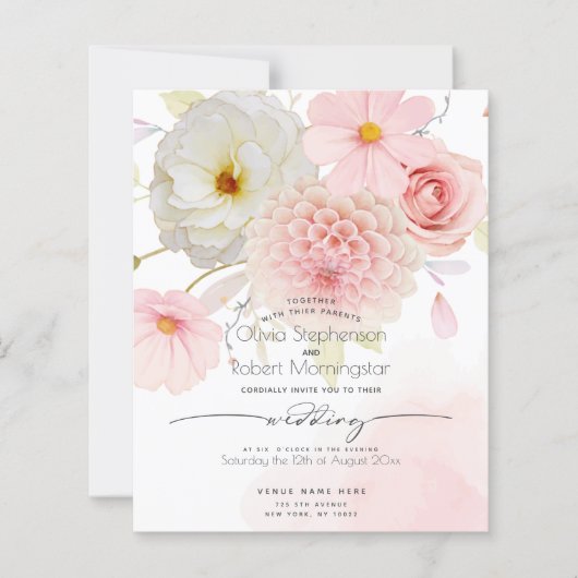 Begroting, maar mooie pasteelroze bruiloft (Voorkant)