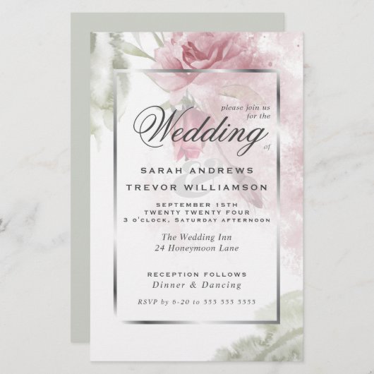 Begroting maar mooie roze roze rozen (Voorkant / Achterkant)