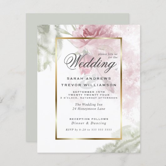 Begroting maar mooie roze roze rozen (Voorkant / Achterkant)