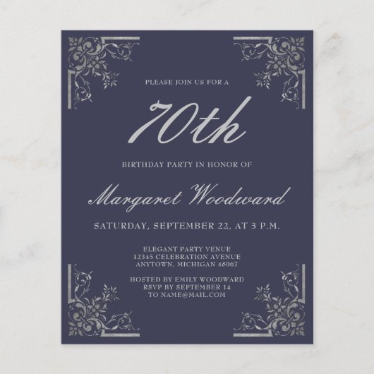 Begroting  marine Silver Birthday Uitnodiging (Voorkant)