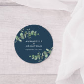 Begroting marineblauw-eucalyptusbruinbruinbruinbru ronde sticker