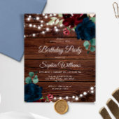 Begroting Marsala & Navy Birthday Party Uitnodigin