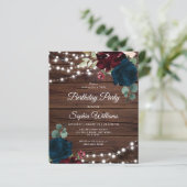 Begroting Marsala & Navy Birthday Party Uitnodigin (Staand voorkant)