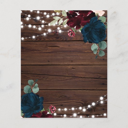 Begroting Marsala & Navy Birthday Party Uitnodigin (Achterkant)