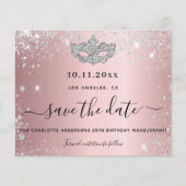 Begroting masquerade party blush roze save the dat (Voorkant)