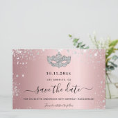 Begroting masquerade party blush roze save the dat (Staand voorkant)