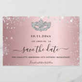 Begroting masquerade party blush roze save the dat (Voorkant)
