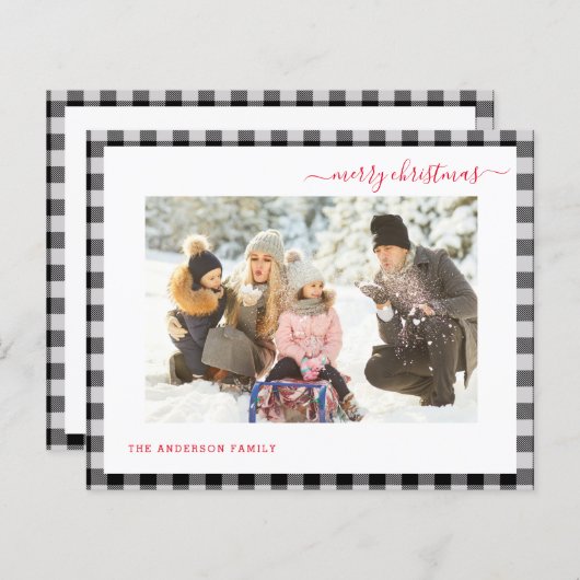Begroting Merry Kerstmis geplakt Moderne 2-fotokaa (Voorkant / Achterkant)