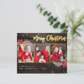 Begroting Merry Kerstmis Gold Wood 3 Foto Collage (Staand voorkant)