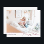 Begroting Merry Kerstmis Modern Minimalistische Fo<br><div class="desc">** SATIN PAPIER IS PAPIER THIN. UPGRADE HET PAPIER VOOR EEN THICKER, KAART PAPIER. HEEFT EEN OPTIE VOOR BEVELINGEN. *** Bespaar geld op uitnodigingen met deze kleinere uitnodiging die een optie voor enveloppen heeft. Verstuur een feestgoedje met je prettige kerstfoto met 2 kerstavond Kaarten. Wil je een grotere kaart of...</div>