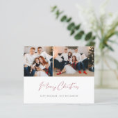 Begroting Merry Kerstmis Modern Script Two Photo (Staand voorkant)