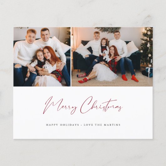 Begroting Merry Kerstmis Modern Script Two Photo (Voorkant)
