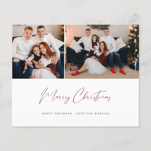 Begroting Merry Kerstmis Modern Script Two Photo Flyer (Voorkant)
