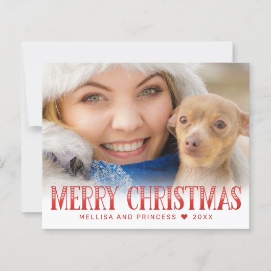 Begroting Merry Kerstmis Red Script Photo Holiday (Voorkant)