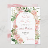 Begroting met een roze roze roodroos met een trouw (Voorkant / Achterkant)