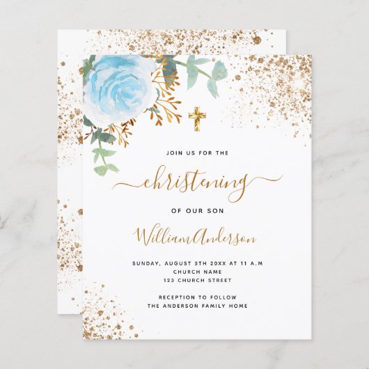 Begroting met eucalyptus blue floral gold (Voorkant / Achterkant)