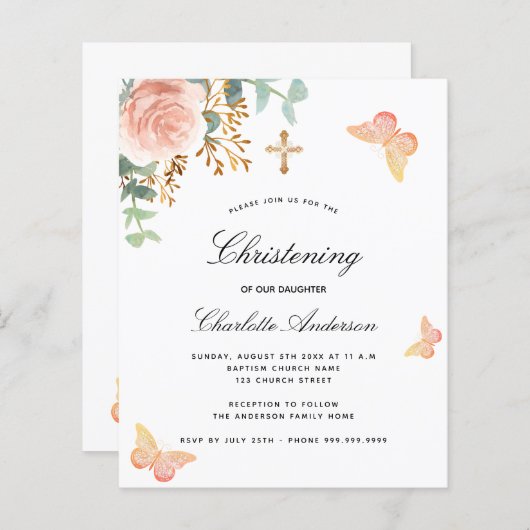 Begroting met eucalyptus blush roos butterfly (Voorkant / Achterkant)