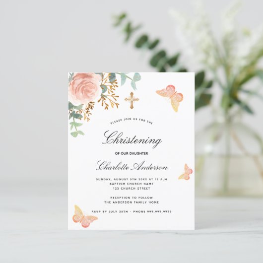 Begroting met eucalyptus blush roos butterfly (Staand voorkant)