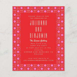 Begroting Mid Modern Red Roze Geometric Wedding