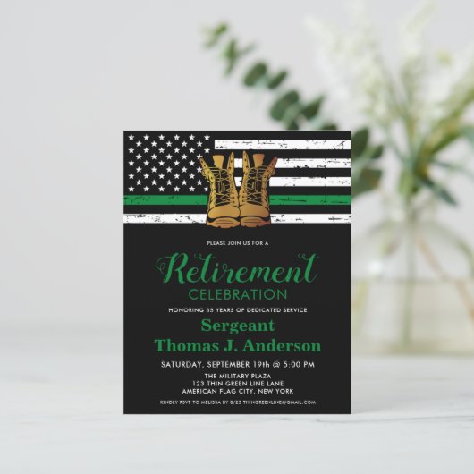 Begroting Militair Thin Green Line Flag Retirement (Staand voorkant)