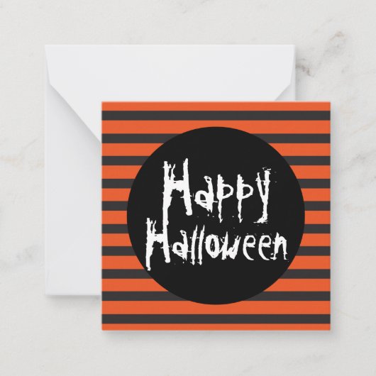 BEGROTING MINI Oranje Black Spooky Happy Halloween Notitiekaartje (Voorkant)