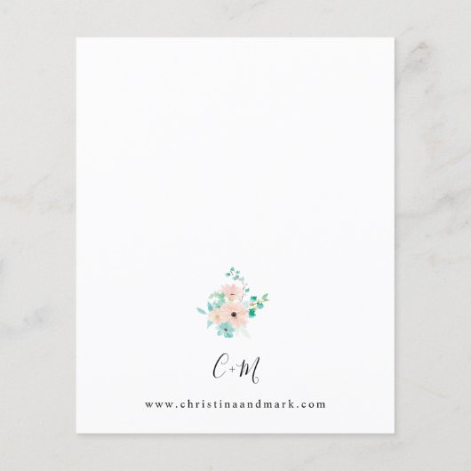 Begroting Mint Green & Pink Floral Wedding Flyer (Achterkant)