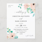 Begroting Mint Green & Pink Floral Wedding Flyer (Voorkant)