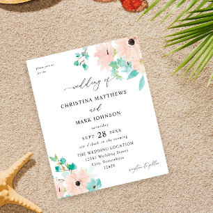 Begroting Mint Green & Pink Floral Wedding Flyer