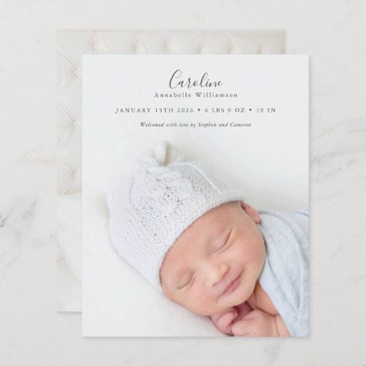 Begroting Modern 2 Aankondiging geboorte foto-over (Voorkant / Achterkant)