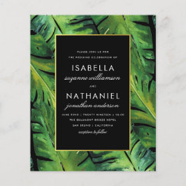 Begroting Modern Black Green Tropical Leaves Weddi