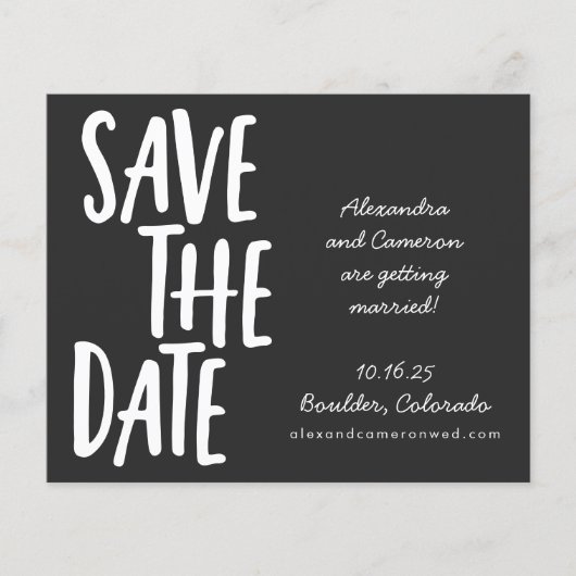 Begroting Modern Black Play Wedding Save the Date (Voorkant)
