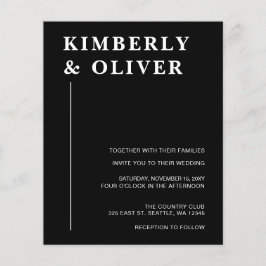 Begroting Modern Black Wedding Invitations