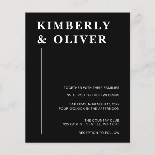 Begroting Modern Black Wedding Invitations (Voorkant)