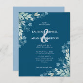 Begroting Modern Blue Foliage Weddenschap (Voorkant / Achterkant)