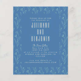 Begroting Modern Boho Floral Line Art Blue Wedding