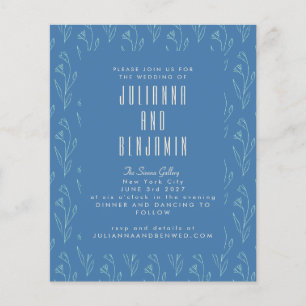 Begroting Modern Boho Floral Line Art Blue Wedding