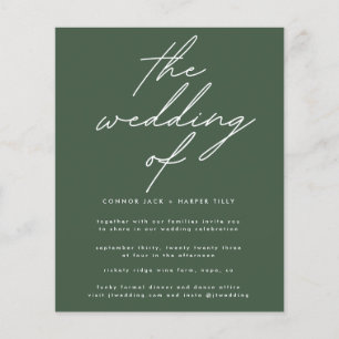 Begroting Modern Dark Green White The Wedding Invi Flyer