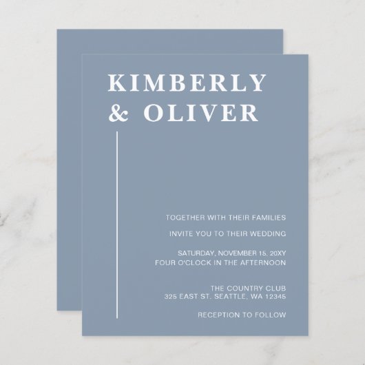 Begroting Modern Dusty Blue Wedding Invitations (Voorkant / Achterkant)