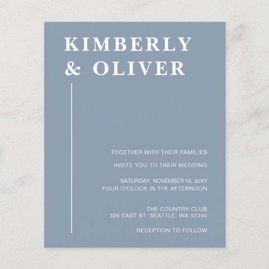 Begroting Modern Dusty Blue Wedding Invitations (Voorkant)