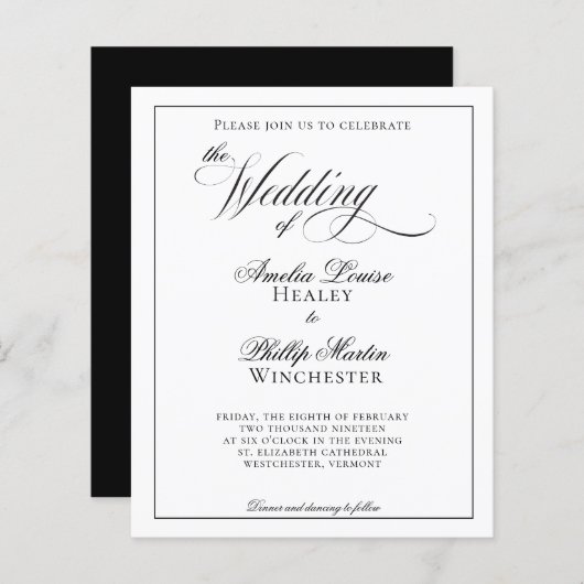 Begroting Modern Elegant Black White Wedding (Voorkant / Achterkant)