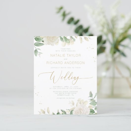 Begroting Modern Elegant Greenery Wedding Invitati (Staand voorkant)