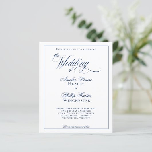 Begroting Modern Elegant Navy Blue Wedding (Staand voorkant)