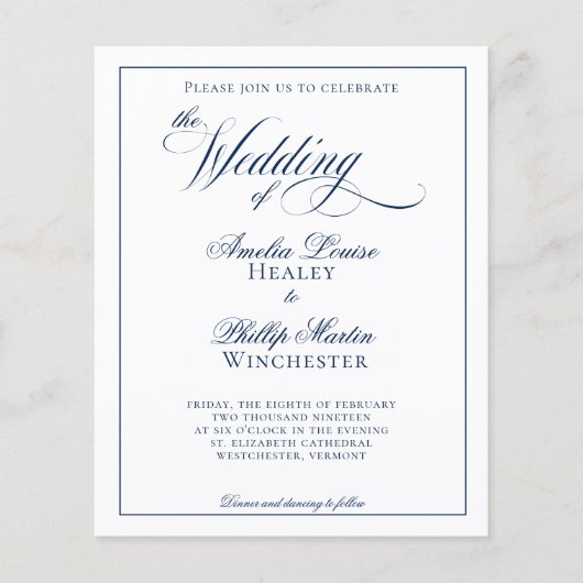 Begroting Modern Elegant Navy Blue Wedding (Voorkant)