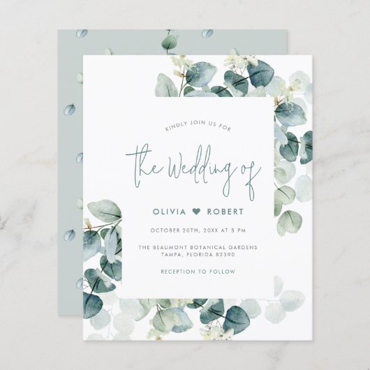 Begroting Modern Eucalyptus Greenery Wedding (Voorkant / Achterkant)