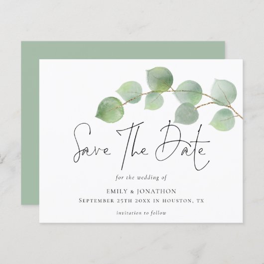 Begroting Modern Eucalyptus Weddenschap bespaart d (Voorkant / Achterkant)