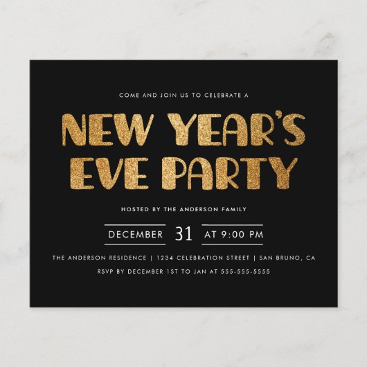 Begroting Modern Gold Glitter - Nieuwjaarsfeest (Voorkant)