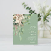 Begroting Modern Green Floral Rozen Wedding Invita (Staand voorkant)