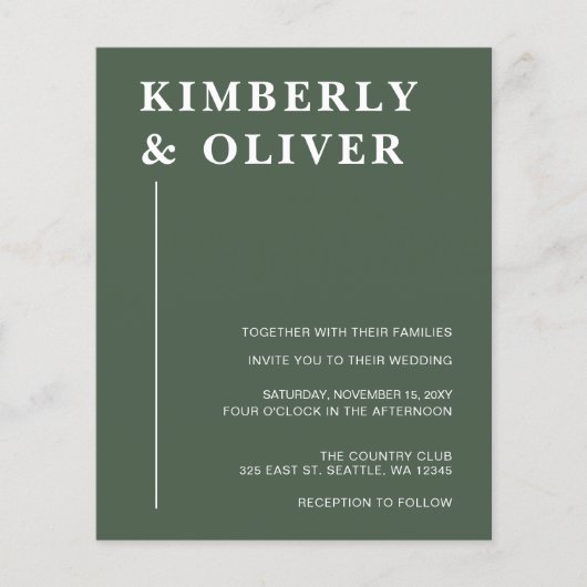 Begroting Modern Green Wedding Invitations (Voorkant)
