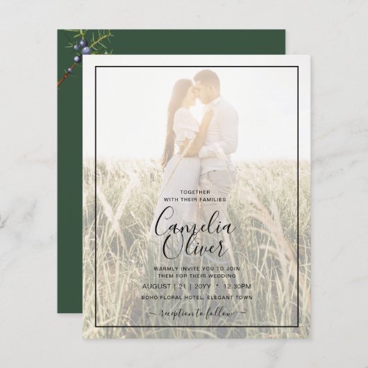 Begroting Modern Juniper Green Wedding (Voorkant / Achterkant)